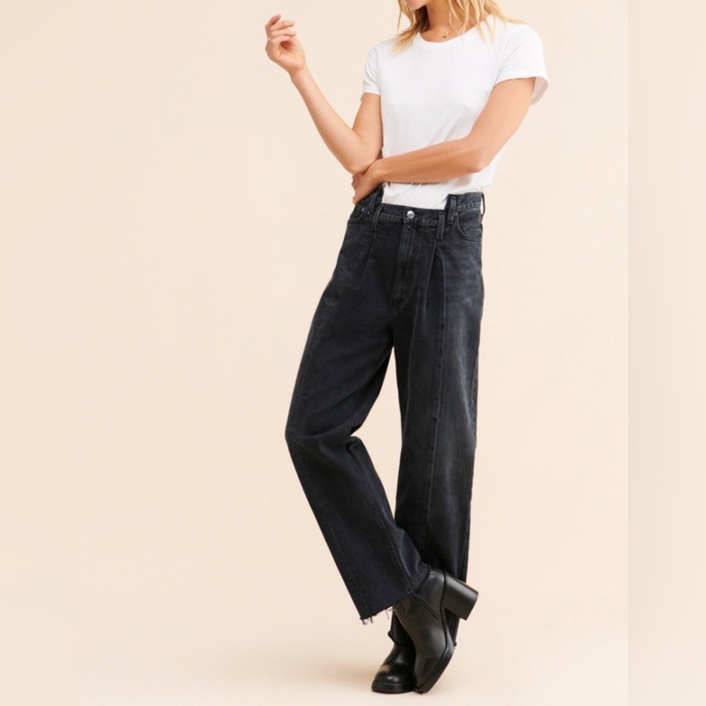 Agolde Black Straight Leg Two-tone Jean